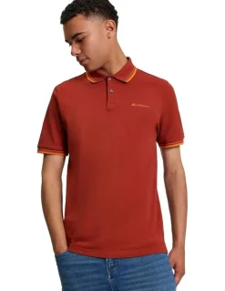Ben Sherman Signature Pique Polo in Burnt Orange
