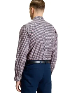 Ben Sherman Split Geo Print Long Sleeve Shirt in Rose