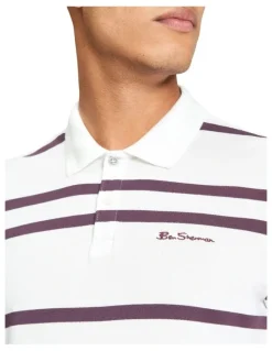 Ben Sherman Sports Stripe Polo in Snow White