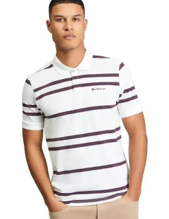 Ben Sherman Sports Stripe Polo in Snow White