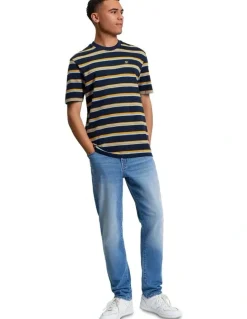 Ben Sherman Textured Stripe Tee in Dark Navy