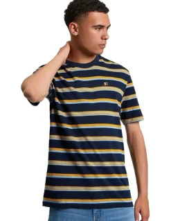 Ben Sherman Textured Stripe Tee in Dark Navy