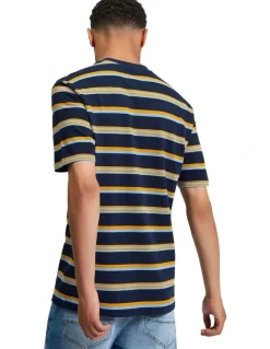Ben Sherman Textured Stripe Tee in Dark Navy