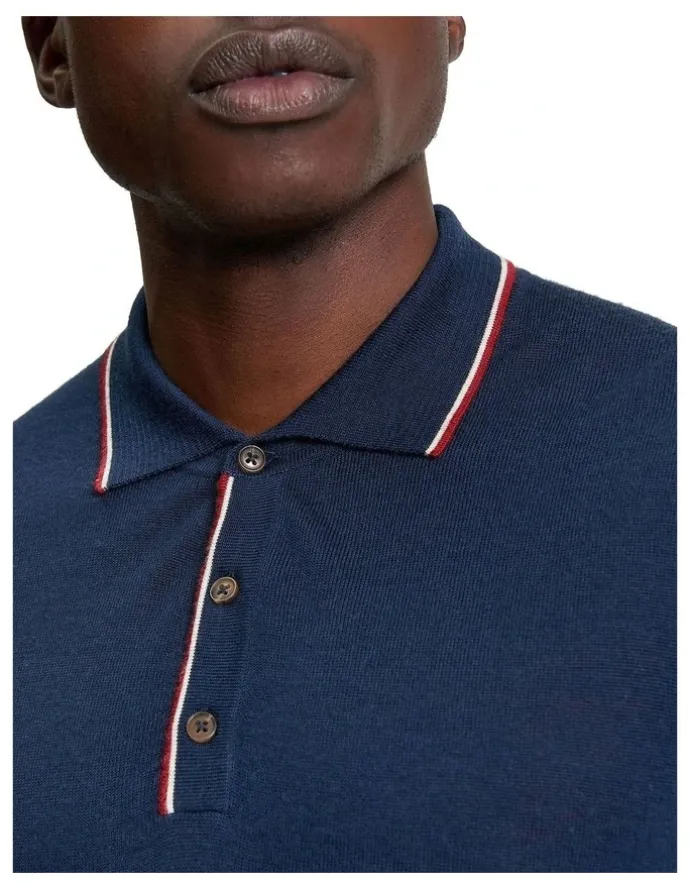 Ben Sherman Tipped Merino Polo in Dark Navy