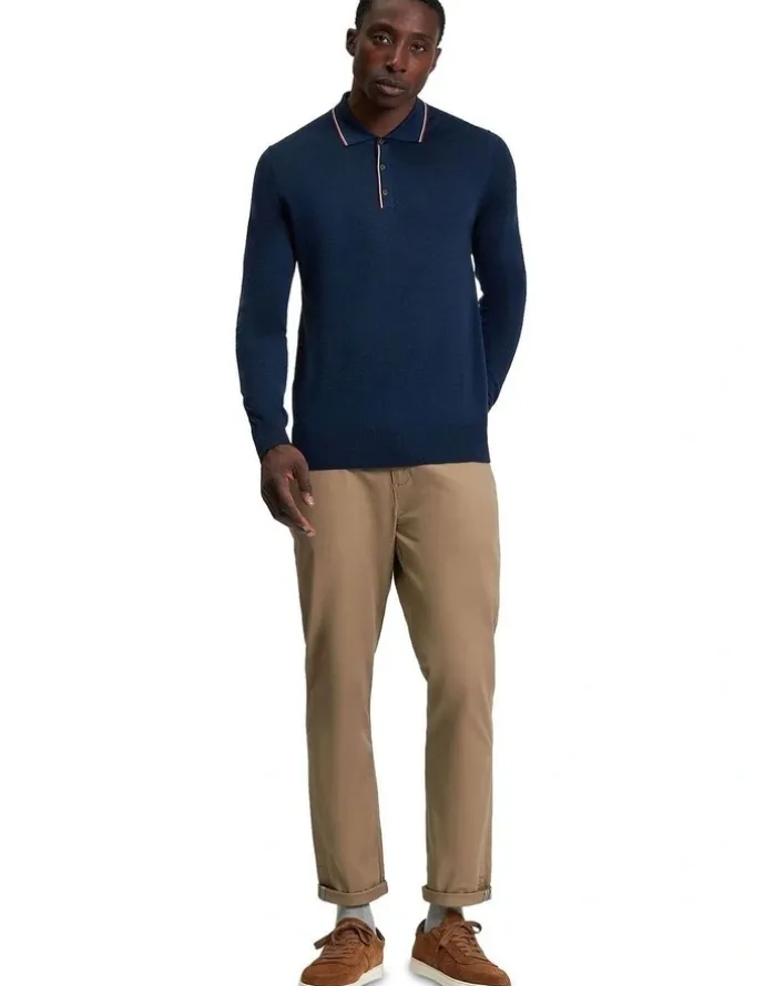 Ben Sherman Tipped Merino Polo in Dark Navy