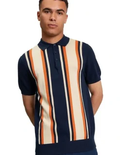 Ben Sherman Vertical Stripe Polo in Dark Navy