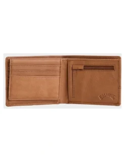 Billabong Dimension 2 In 1 Leather Wallet in Tan