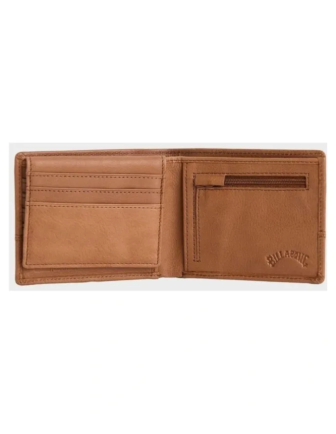 Billabong Dimension 2 In 1 Leather Wallet in Tan