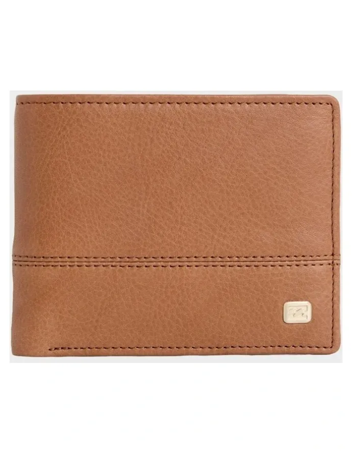 Billabong Dimension 2 In 1 Leather Wallet in Tan