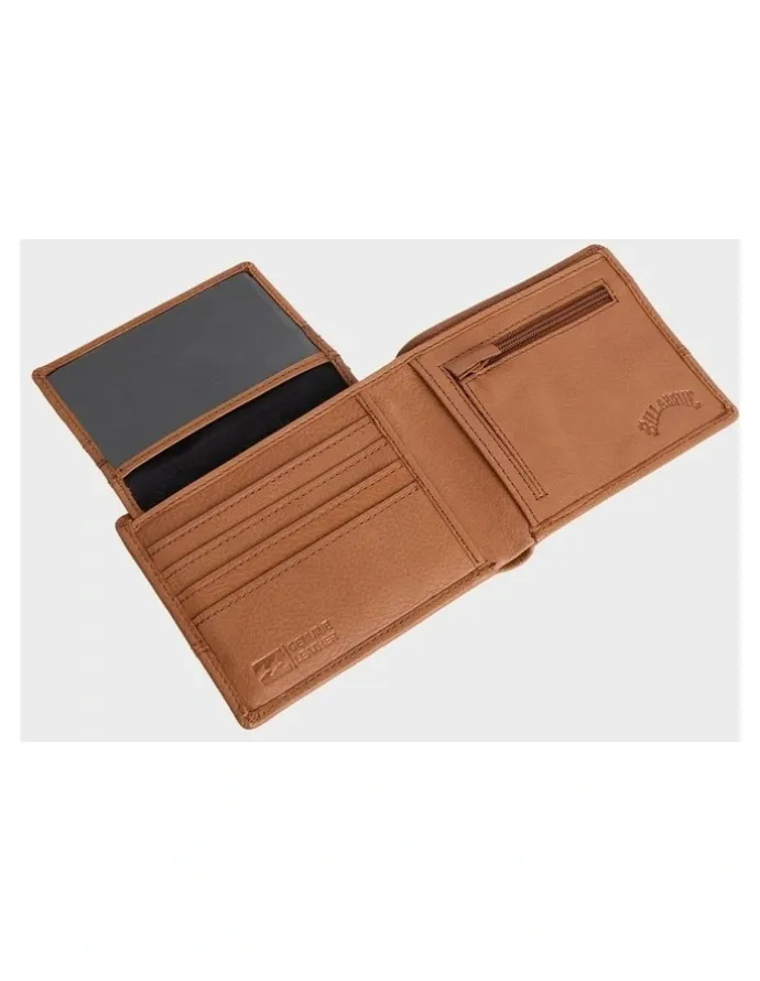 Billabong Dimension 2 In 1 Leather Wallet in Tan