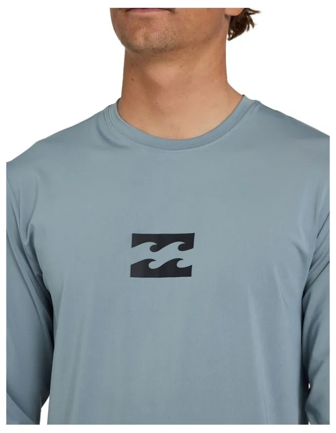 Billabong All Day Wave Long Sleeve Surf Shirt in Blue Fog
