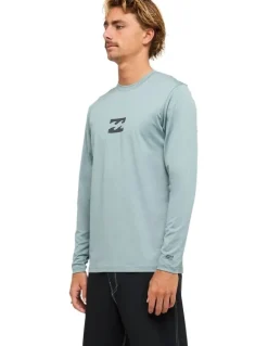Billabong All Day Wave Loose Long Sleeve Rashvest in Blue Fog