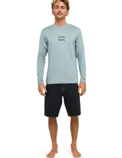 Billabong All Day Wave Loose Long Sleeve Rashvest in Blue Fog