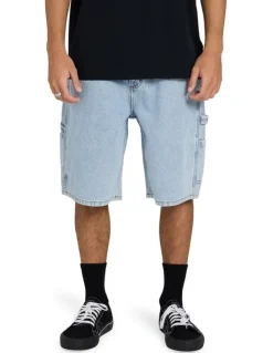 Billabong Bad Dog Workwear Denim Shorts Washed in indigo