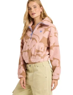 Billabong Barra Half Zip Pullover In Rose Brown