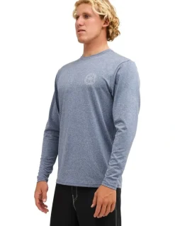 Billabong Big Wave Daz Long Sleeve Rash Vest in Navy Heather