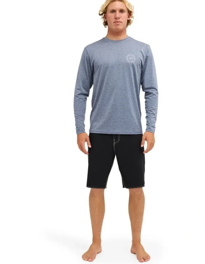 Billabong Big Wave Daz Long Sleeve Rash Vest in Navy Heather