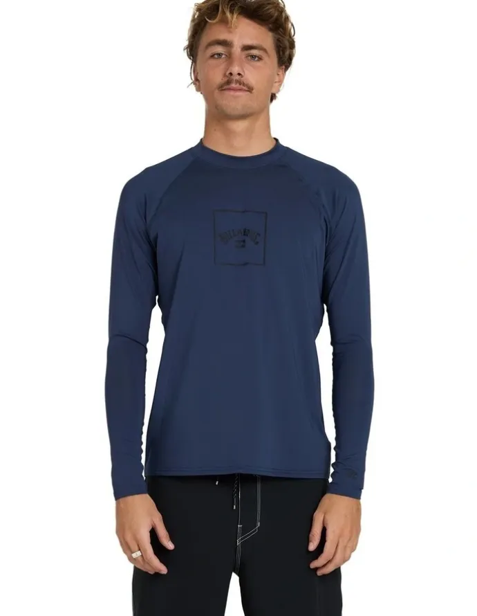 Billabong Boxed Arch Long Sleeve Rash Vest In Dusty in Navy