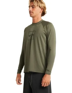 Billabong Boxed Arch Long Sleeve Rash Vest in Green