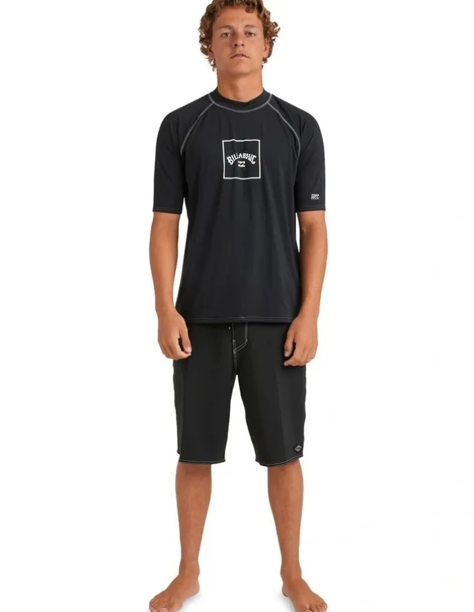 Billabong Boxed Arch Rash Vest in Black