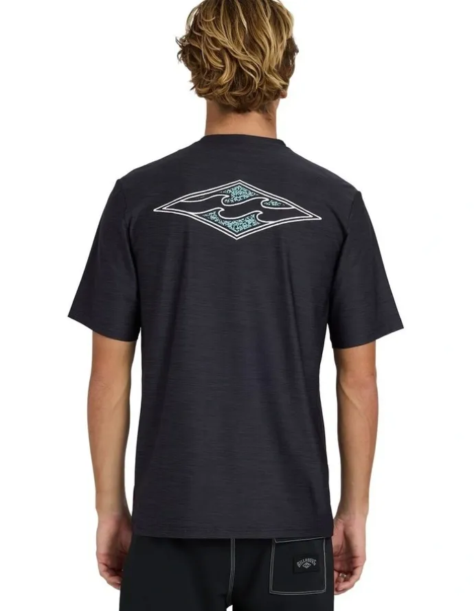 Billabong Diamond Shoreline Rash Vest in Black Heather