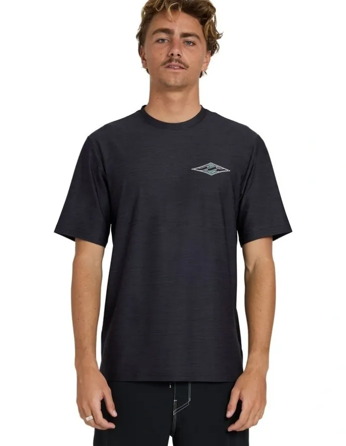 Billabong Diamond Shoreline Rash Vest in Black Heather