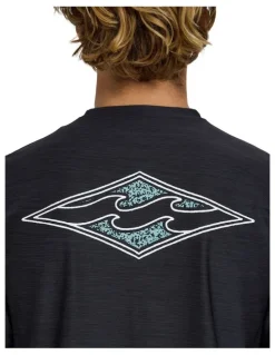 Billabong Diamond Shoreline Rash Vest in Black Heather