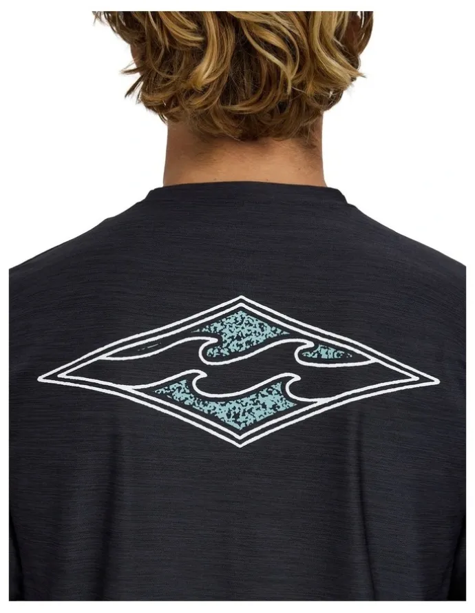 Billabong Diamond Shoreline Rash Vest in Black Heather