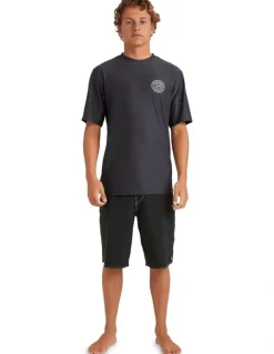 Billabong Rotor Shoreline Rash Vest in Black Heather