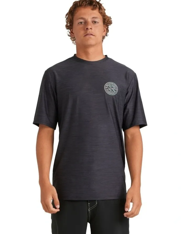 Billabong Rotor Shoreline Rash Vest in Black Heather