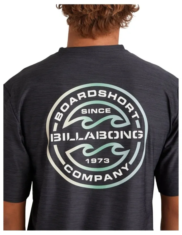 Billabong Rotor Shoreline Rash Vest in Black Heather