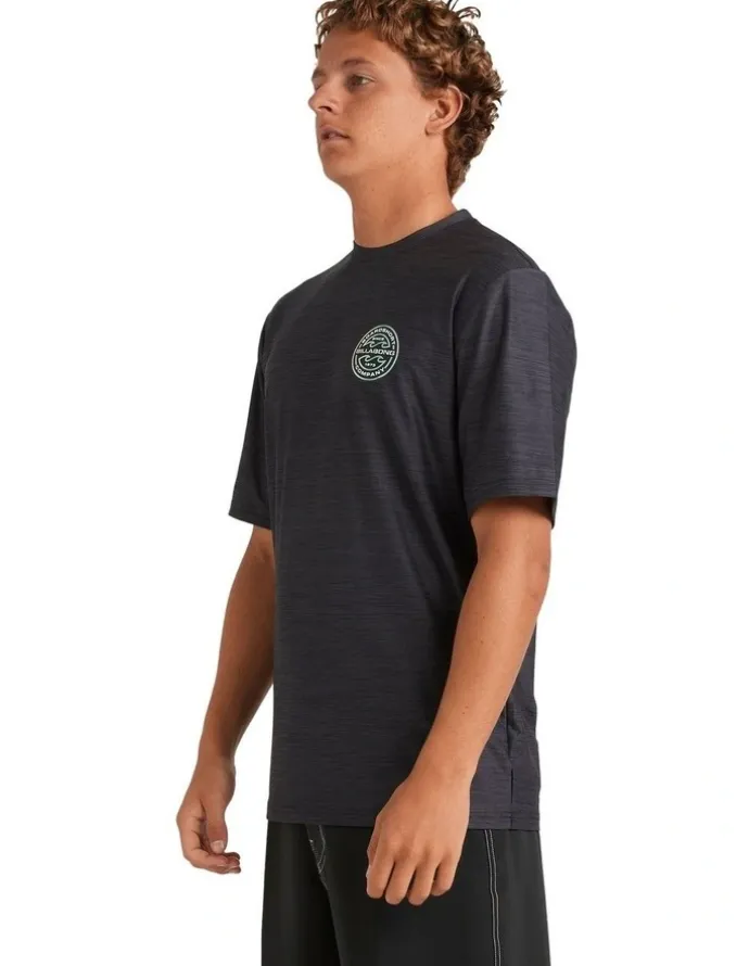 Billabong Rotor Shoreline Rash Vest in Black Heather