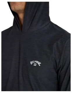 Billabong Shoreline Hooded Long Sleeve Rash Vest in Black Heather