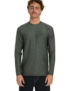Billabong Shoreline Loose Fit Long Sleeve Rash Vest In Military Heather