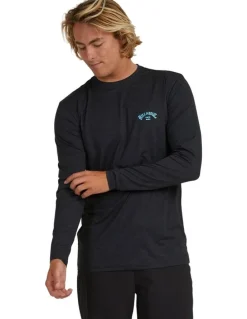 Billabong Shoreline Rash Vest in Black Heather