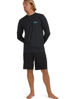 Billabong Shoreline Rash Vest in Black Heather