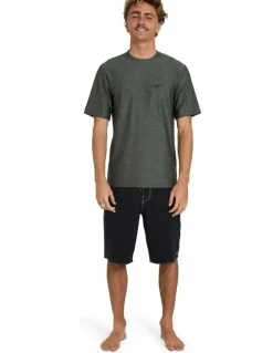 Billabong Shoreline Short Sleeve Rash Vest In Military Heather