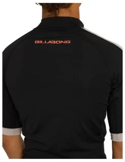 Billabong Spec Panel Short Sleeve Rash Vest in Black
