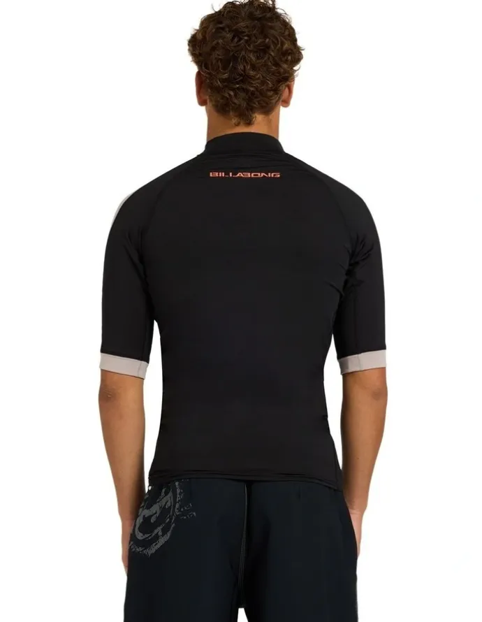 Billabong Spec Panel Short Sleeve Rash Vest in Black