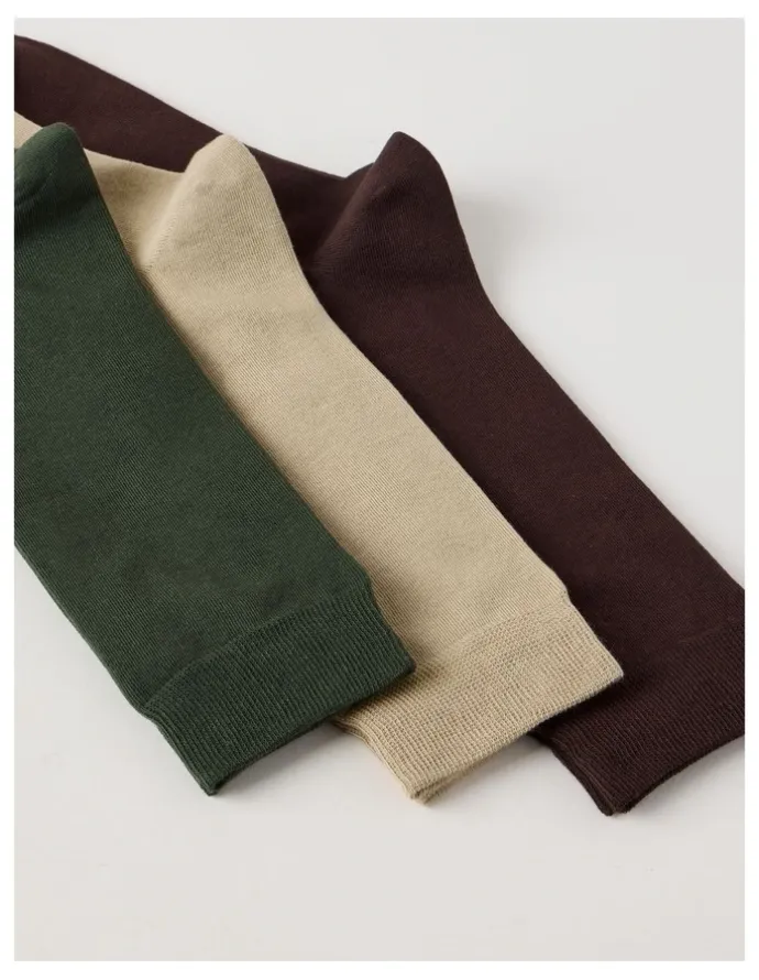 Blaq 3 Pack Australian Cotton Plain Socks in Dark Chocolate, Soft Sand, and Khaki