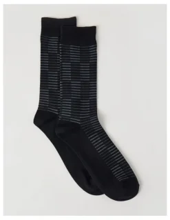Blaq Australian Cotton Grid Socks in Black & Charcoal