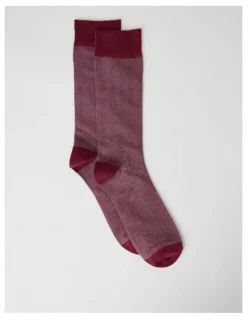 Blaq Australian Cotton Herringbone Socks in Prune and Soft Grey
