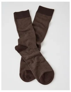 Blaq Australian Cotton Herringbone Socks in Dark Chocolate and Taupe