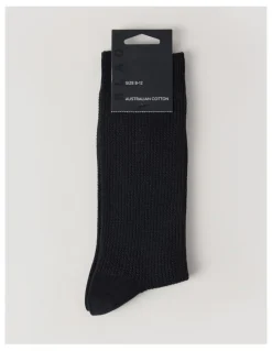 Blaq Australian Cotton Waffle Socks in Black
