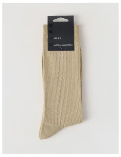 Blaq Australian Cotton Waffle Socks in Soft Sand