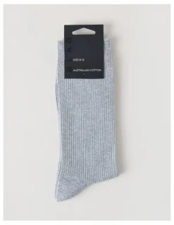 Blaq Australian Cotton Waffle Socks in Mid Grey Marle