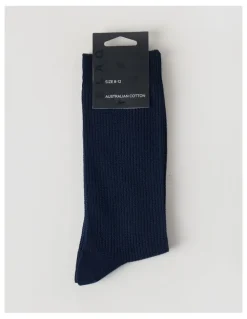 Blaq Australian Cotton Waffle Socks in Navy