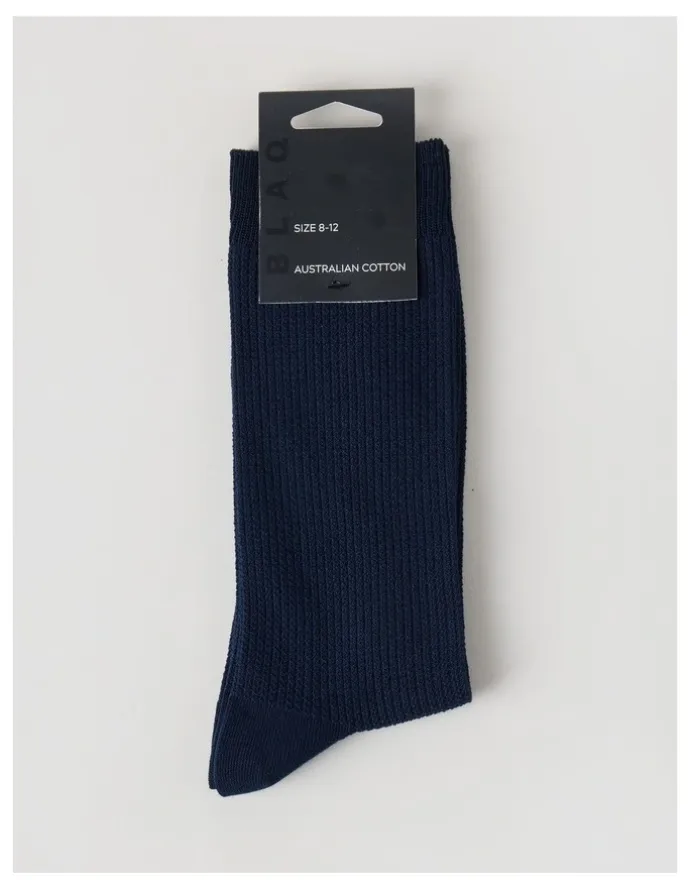 Blaq Australian Cotton Waffle Socks in Navy
