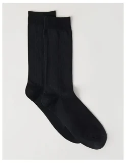 Blaq Australian Cotton Wide Rib Socks in Black