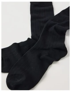 Blaq Australian Cotton Wide Rib Socks in Black